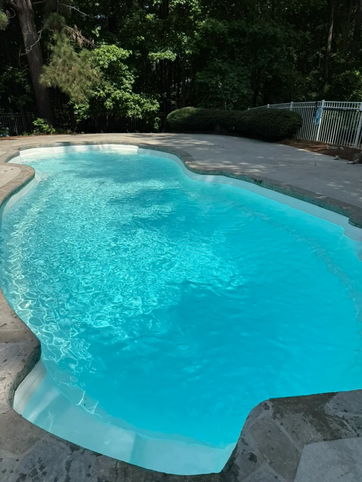 A residential pool serviced by The Pool Collective in Wake Forest, NC